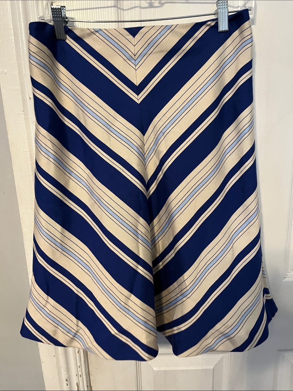Banana Republic Navy and Cream Chevron A-Line Skirt
